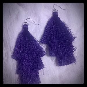 Purple Layered Tassel Earrings